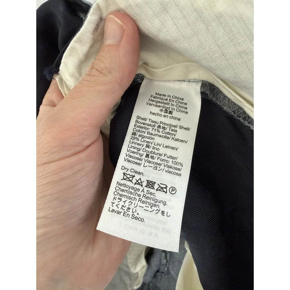 JCrew Mens Ludlow Baird McNutt Slim Fit Suit Pants 30x32 Blue Cotton Linen